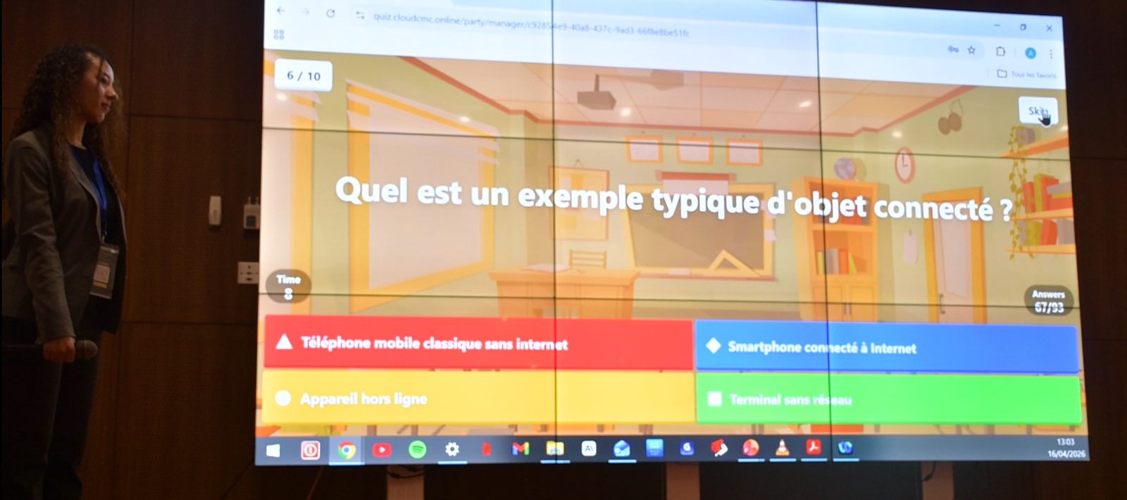 Quiz interactif sur écran